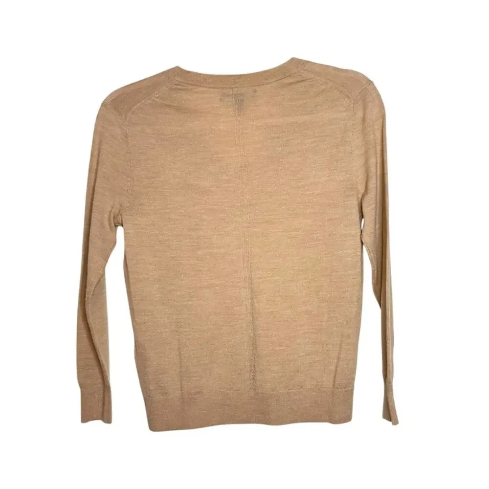 Banana Republic 100% Merino Wool Long Sleeve Sweater Women XXS‎ Tan V Neck